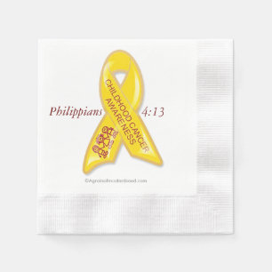 Yellow Childhood Cancer Ribbon Napkin