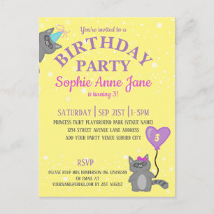 Yellow Children's birthday Invitation Postcard