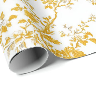 Yellow Chinoiserie Floral Toile Pattern 3 Garden P Wrapping Paper