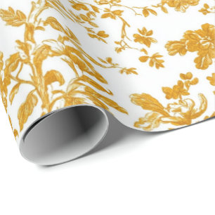 Yellow Chinoiserie Floral Toile Pattern 4 Garden P Wrapping Paper