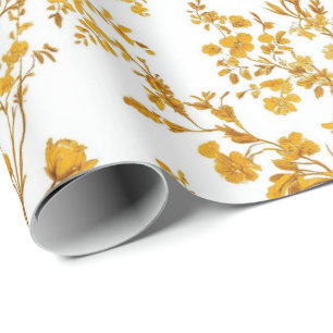 Yellow Chinoiserie Floral Toile Pattern 6 Garden P Wrapping Paper