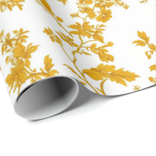Yellow Chinoiserie Floral Toile Pattern 8 Garden P Wrapping Paper