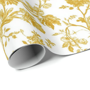 Yellow Chinoiserie Floral Toile Pattern 9 Garden P Wrapping Paper
