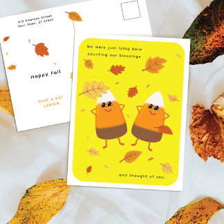 Yellow | Chocolate Candy Corn Duo | Thanksgiving Holiday Postcard
