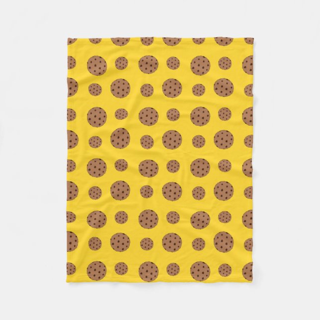 Yellow chocolate chip cookies pattern fleece blanket (Front)