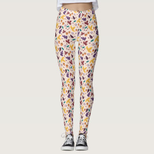 Yellow Chocolaty Leaf Pattern Leggings 