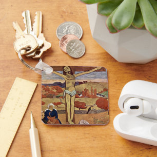 Yellow Christ by Paul Gauguin, Vintage Fine Art Key Ring