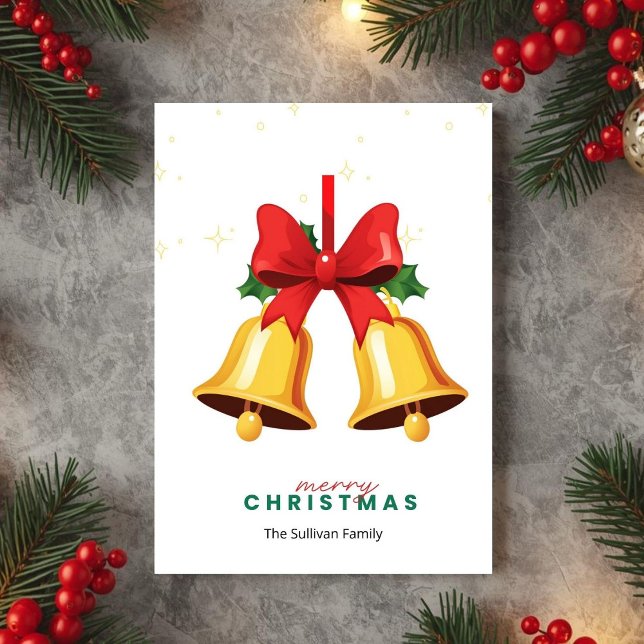 Yellow Christmas Bells Holiday Greeting Card (Creator Uploaded)