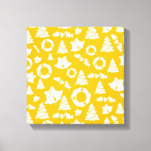 Yellow Christmas Pattern Canvas Print