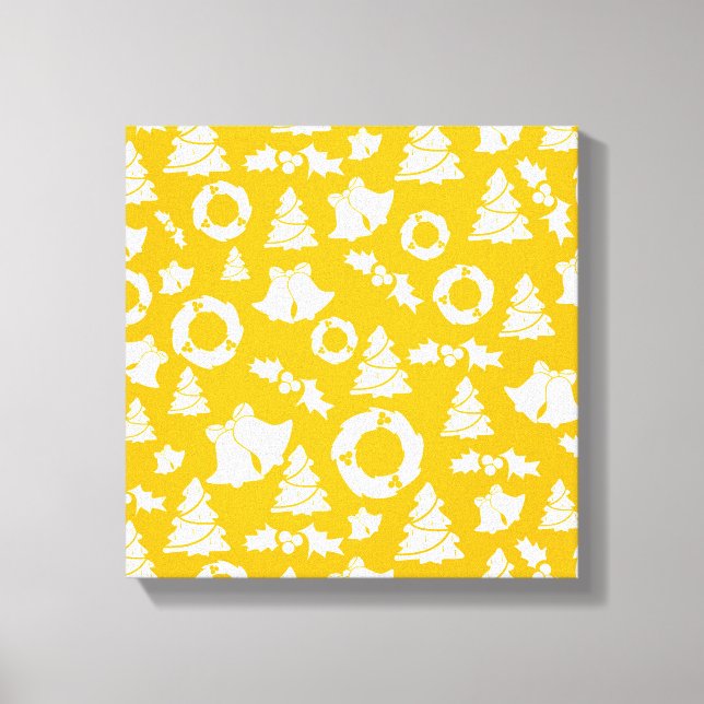 Yellow Christmas Pattern Canvas Print (Front)