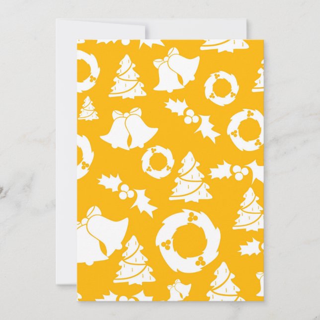Yellow Christmas Pattern Holiday Card (Front)