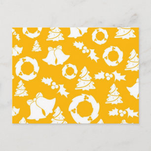 Yellow Christmas Pattern Holiday Postcard