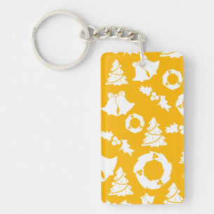 Yellow Christmas Pattern Key Ring