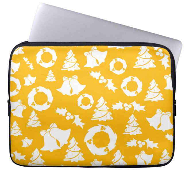 Yellow Christmas Pattern Laptop Sleeve (Front)
