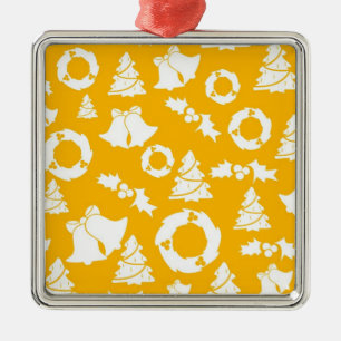 Yellow Christmas Pattern Metal Tree Decoration