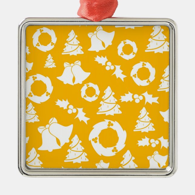 Yellow Christmas Pattern Metal Tree Decoration (Front)