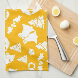 Yellow Christmas Pattern Tea Towel