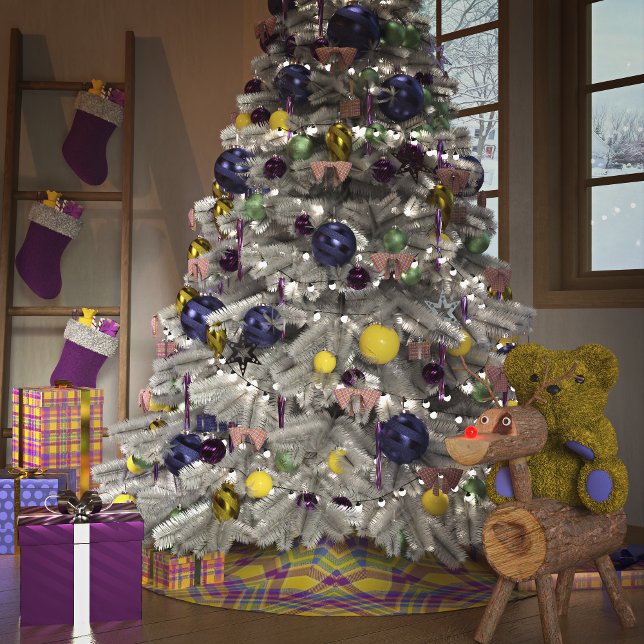 Yellow Christmas Plaid Brushed Polyester Tree Skirt (Creator Uploaded)
