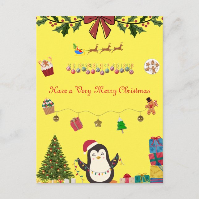 Yellow Christmas Postcard (Front)