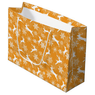 Yellow Christmas snowflakes deer pattern Large Gift Bag