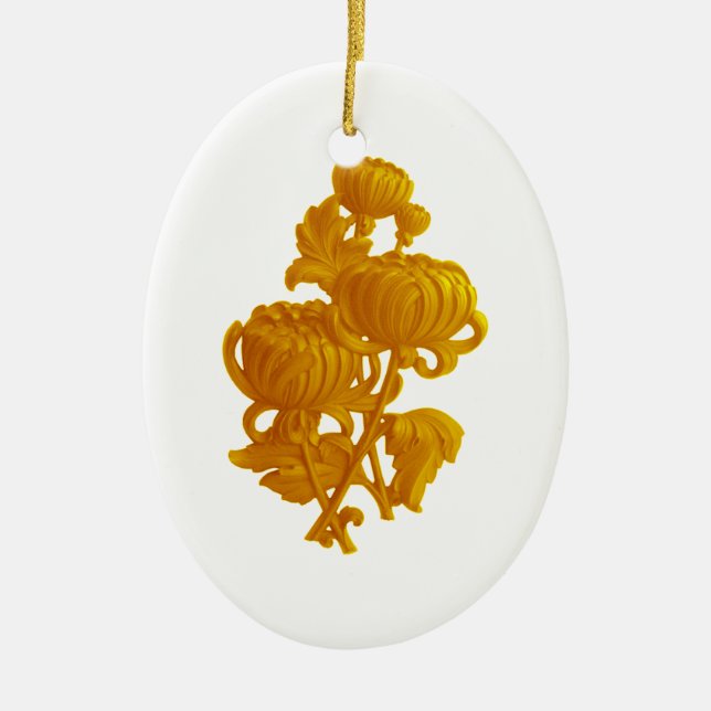 Yellow Chrysanthemum Ceramic Tree Decoration (Front)