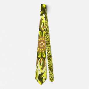 Yellow Chrysanthemum Floral Patterned Abstract Tie