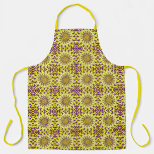 Yellow Chrysanthemum Floral Purple Patterned Apron