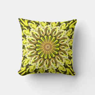 Yellow Chrysanthemum Flower Abstract Cushion