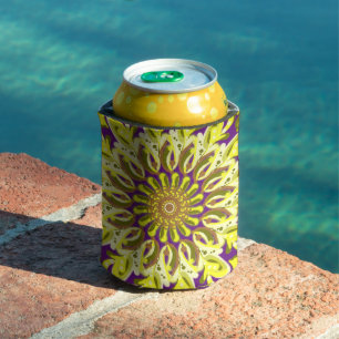 Yellow Chrysanthemum Flower Purple Abstract Can Cooler