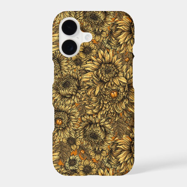 Yellow chrysanthemum flowers and orange beetles (Back)