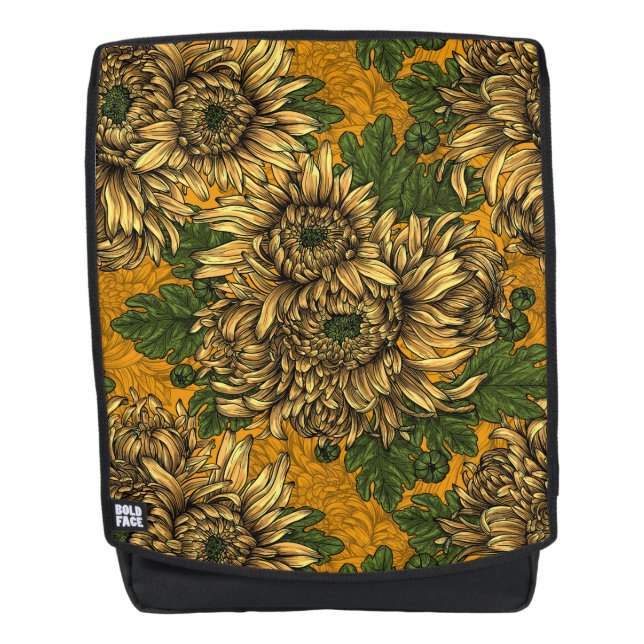 Yellow chrysanthemum flowers backpack (Front)