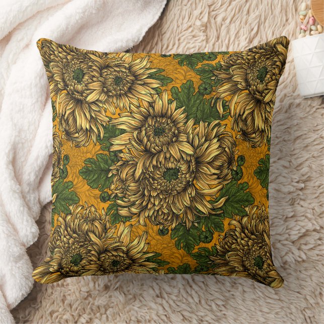 Yellow chrysanthemum flowers cushion (Blanket)
