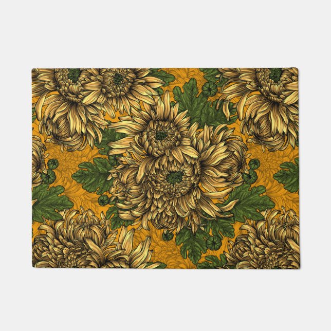 Yellow chrysanthemum flowers doormat (Front)