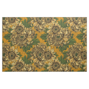 Yellow chrysanthemum flowers fabric