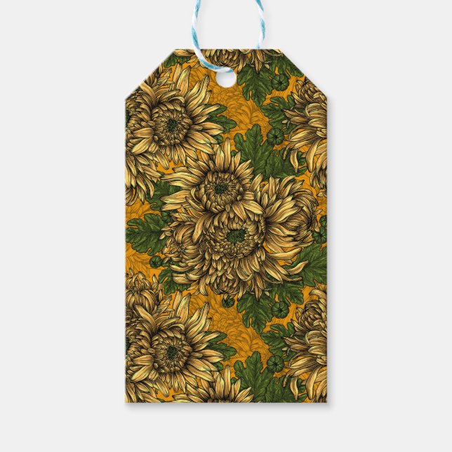 Yellow chrysanthemum flowers gift tags (Front)
