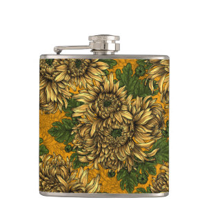 Yellow chrysanthemum flowers hip flask