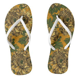 Yellow chrysanthemum flowers jandals