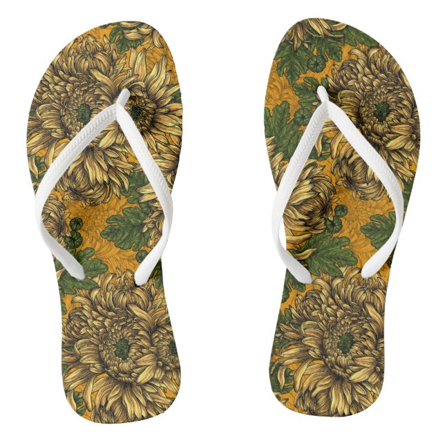 Yellow chrysanthemum flowers jandals (Footbed)