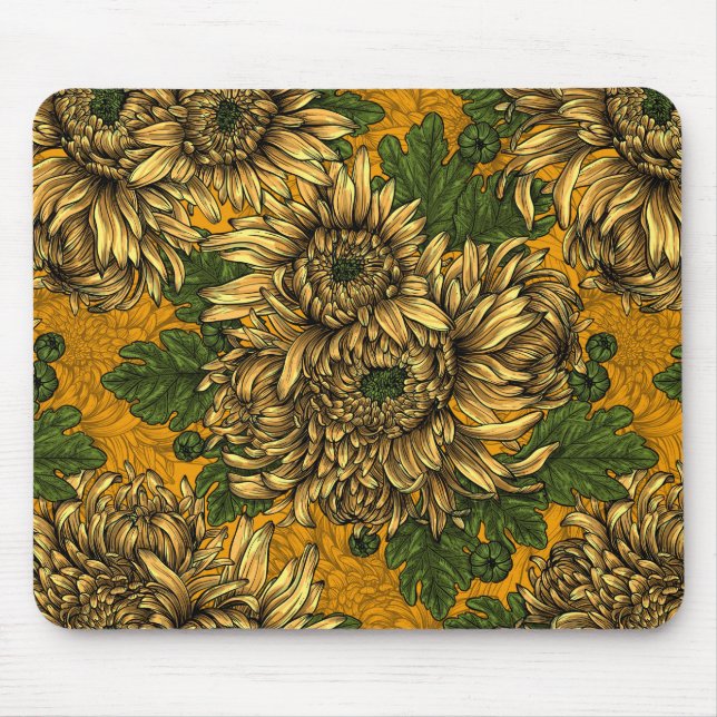 Yellow chrysanthemum flowers mouse pad (Front)