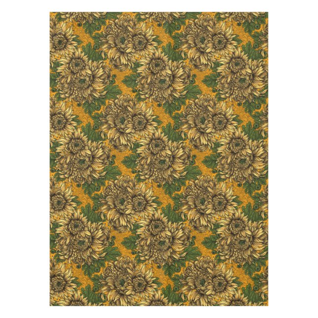 Yellow chrysanthemum flowers tablecloth (Front)