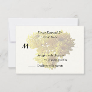 Yellow Chrysanthemum Heart RSVP Card