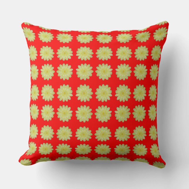 Yellow Chrysanthemum in Orange Background Cushion (Front)