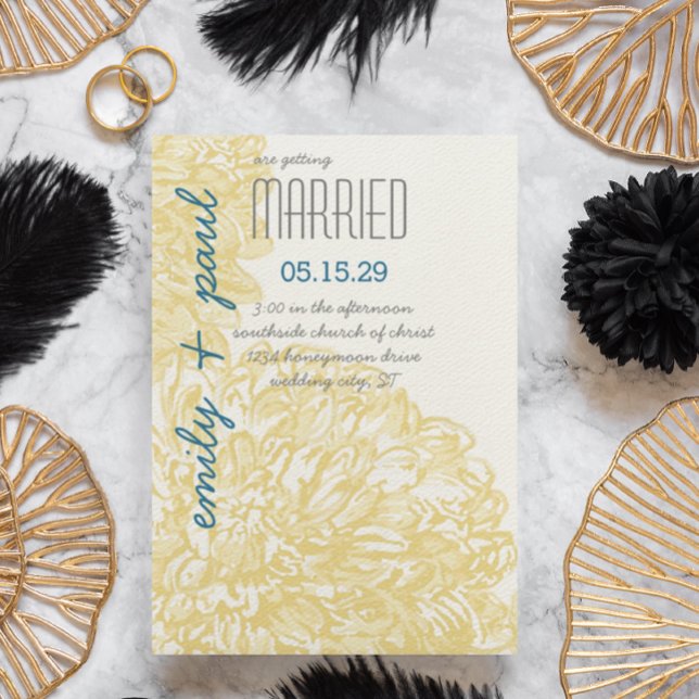  Yellow Chrysanthumum Wedding  Invitation (Creator Uploaded)