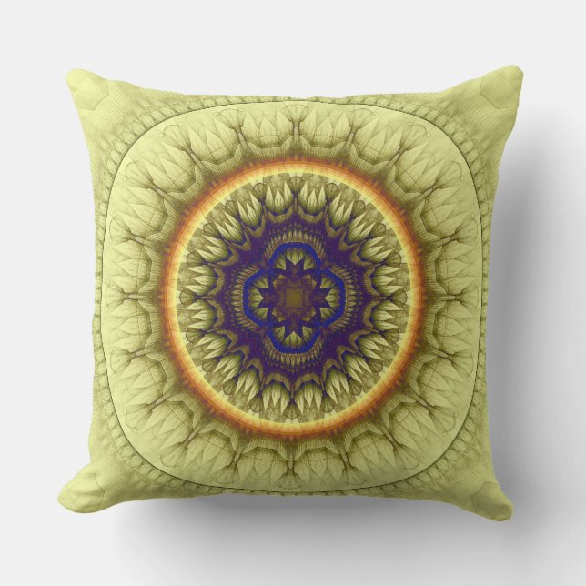 Yellow circle ornamwnt cushion (Front)