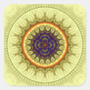 Yellow circle ornamwnt square sticker