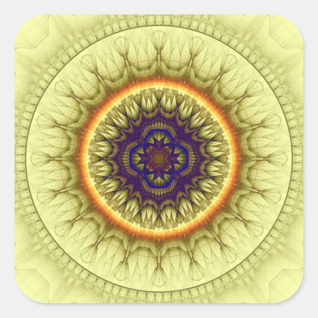 Yellow circle ornamwnt square sticker (Front)