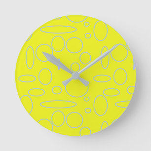 Yellow Circles and Loops Wall Clock