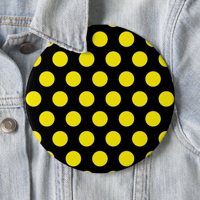 Yellow Circles on Black Background 6 Cm Round Badge (In Situ)