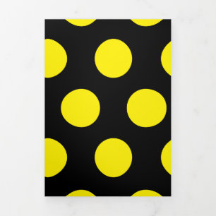 Yellow Circles on Black Background Tri-Fold Holiday Card