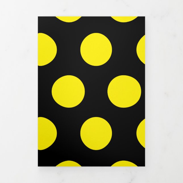 Yellow Circles on Black Background Tri-Fold Holiday Card (Cover)